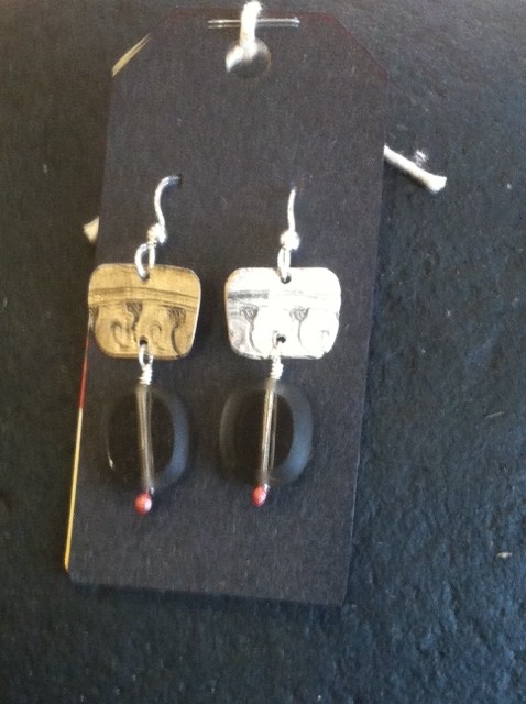 Dody's tray and smokey beads earrings #428
