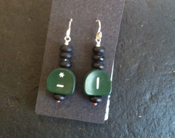 Green typewriter key earrings #283