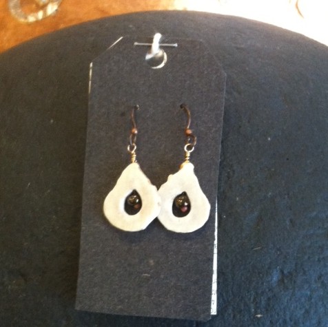 antler and black bead earrings #302