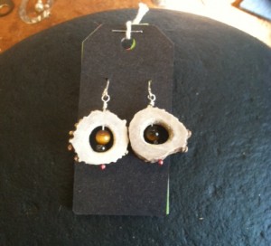 antler and tiger eye bead earrings #303