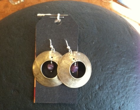 goblet rings and purple bead earrings #425
