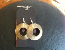 Goblet circles and purple bead earrings #425