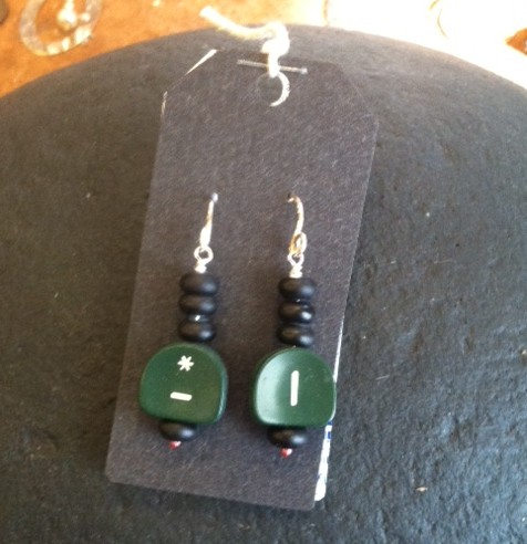 green typewriter keys earrings #283