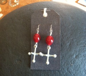 jack and red bead earrings #187