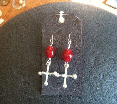 jack and red bead earrings #187