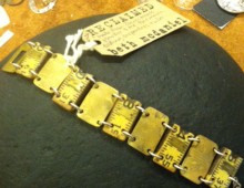 Wood Ruler Bracelet with Brass #136