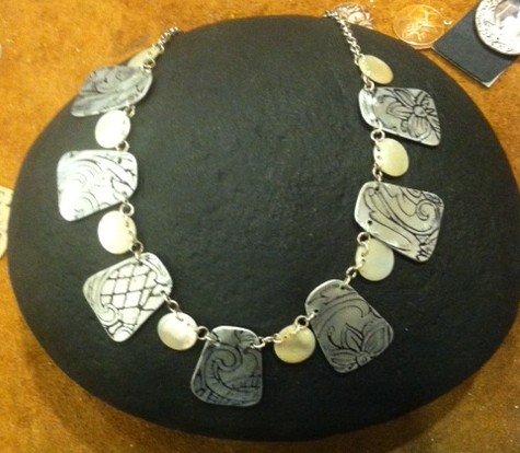 aluminum and pearl necklace #108